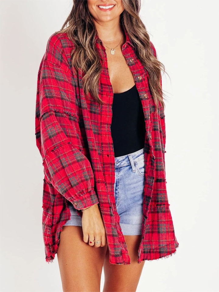 Blouse - Geruit Met Franjes En Losse Vorm