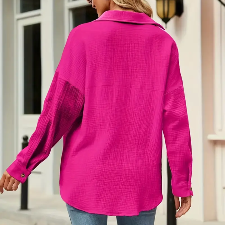 Blouse – Gestructureerde V Hals & Makkelijk Te Lagen