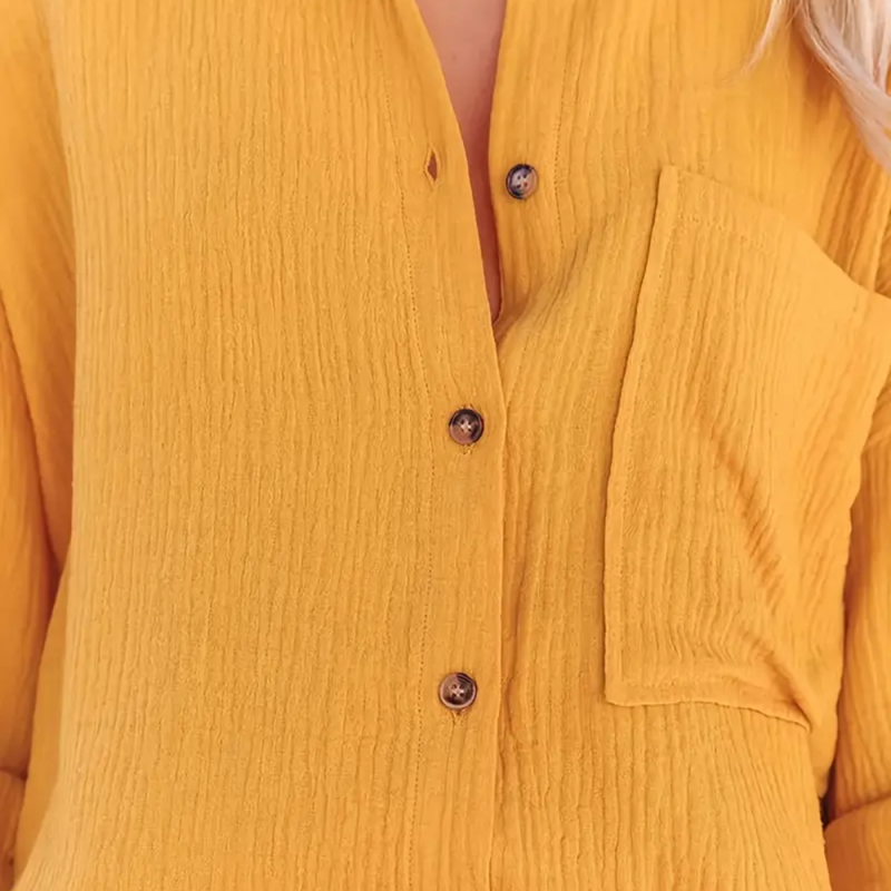 Blouse – Gestructureerde V Hals & Makkelijk Te Lagen
