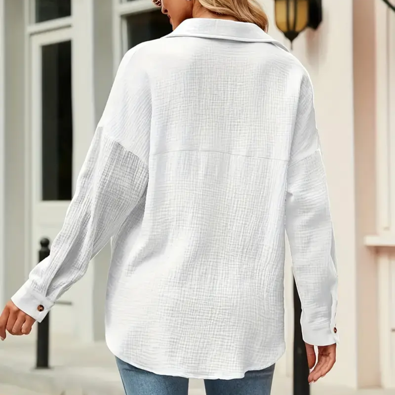 Blouse – Gestructureerde V Hals & Makkelijk Te Lagen