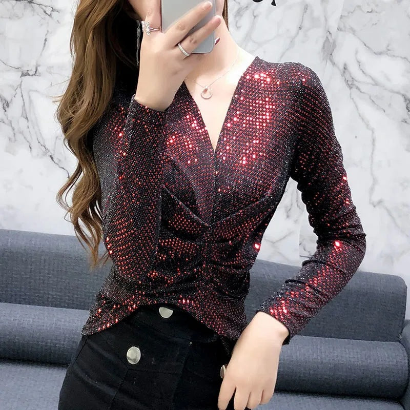 Blouse – Glanzende Stof & Slank Ontwerp