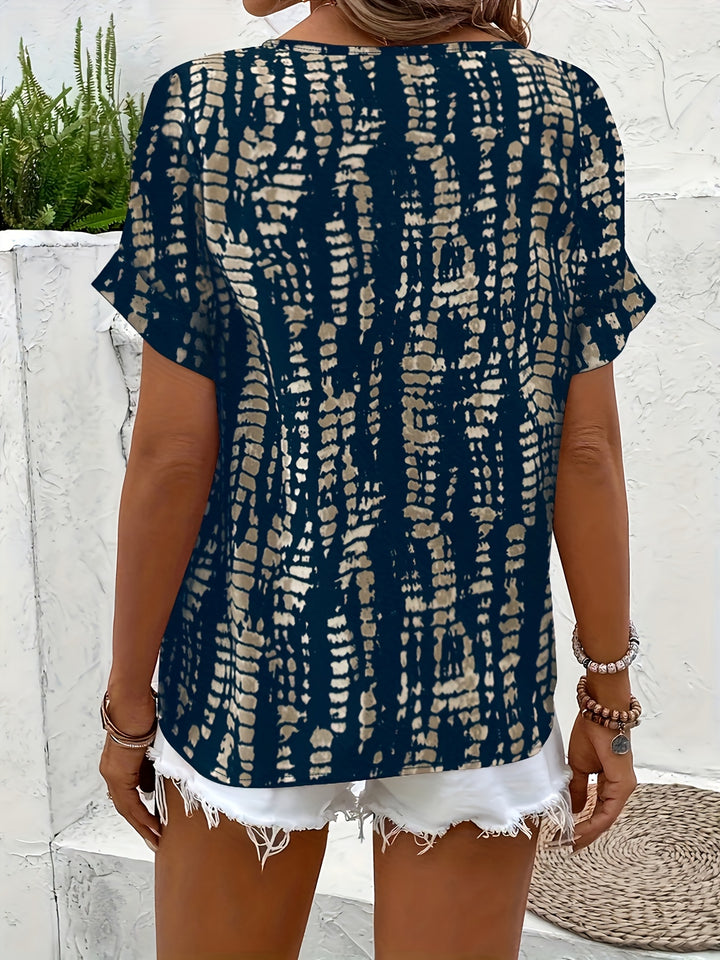 Blouse – Inkeping V-Hals & Korte Mouwen