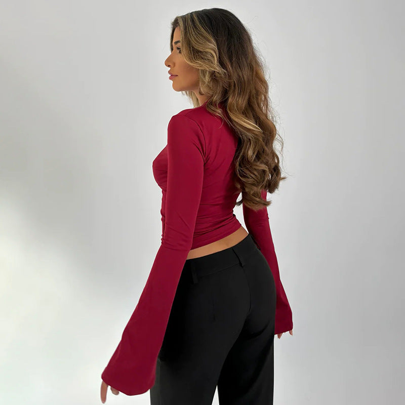 Blouse - Kanten V-hals En Getailleerde Taille