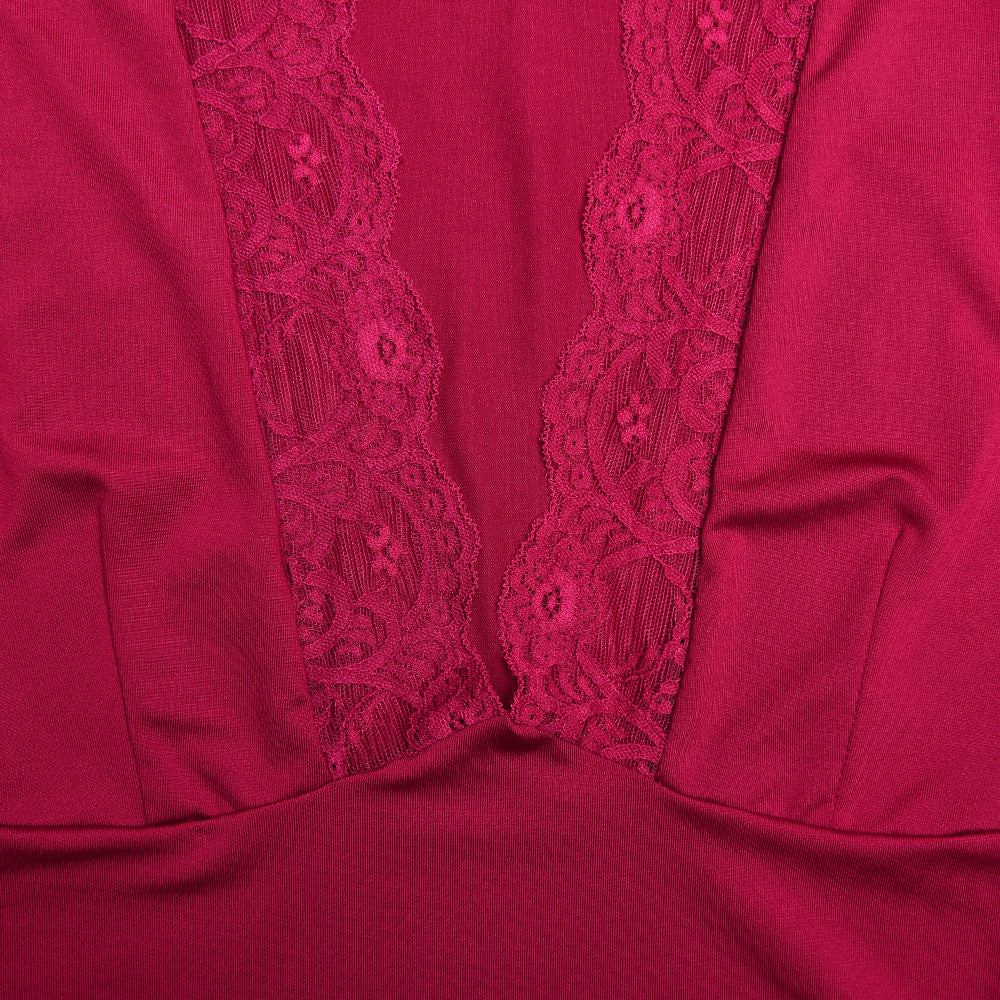 Blouse - Kanten V-hals En Getailleerde Taille