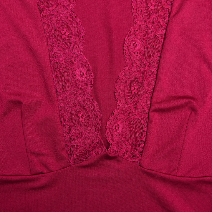 Blouse - Kanten V-hals En Getailleerde Taille