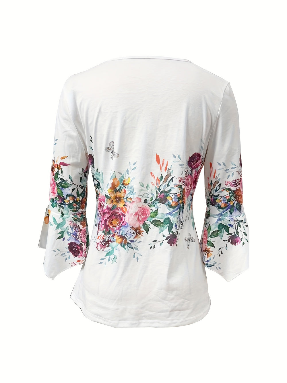 Blouse – Knoopsluiting & Comfortabele Pasvorm met Bloemenprint