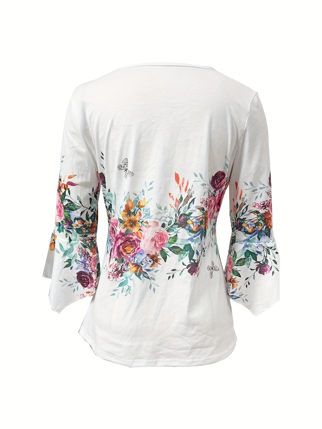 Blouse – Knoopsluiting & Comfortabele Pasvorm met Bloemenprint