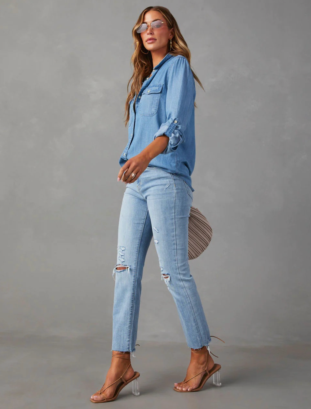 Blouse – Knoopsluiting & Lange Mouwen van Katoenmix