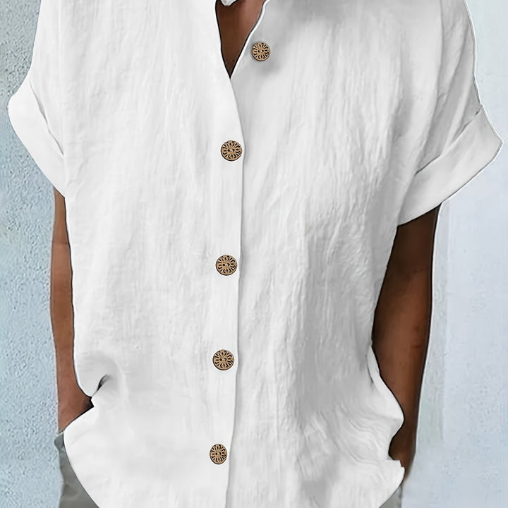 Blouse – Losse Batwing Mouwen & Knoopsluiting