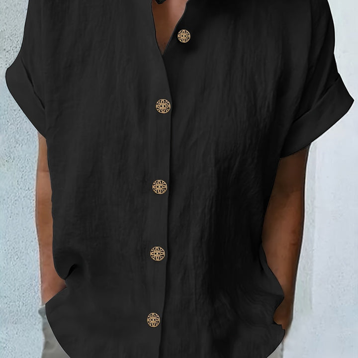 Blouse – Losse Batwing Mouwen & Knoopsluiting