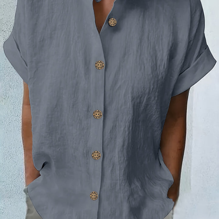 Blouse – Losse Batwing Mouwen & Knoopsluiting