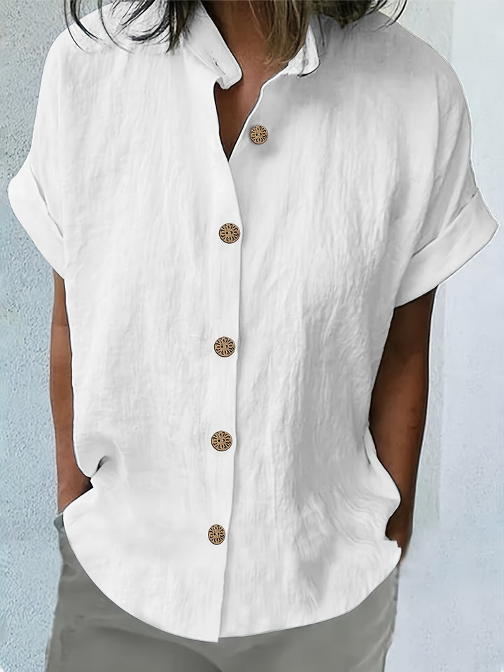 Blouse – Losse Batwing Mouwen & Knoopsluiting
