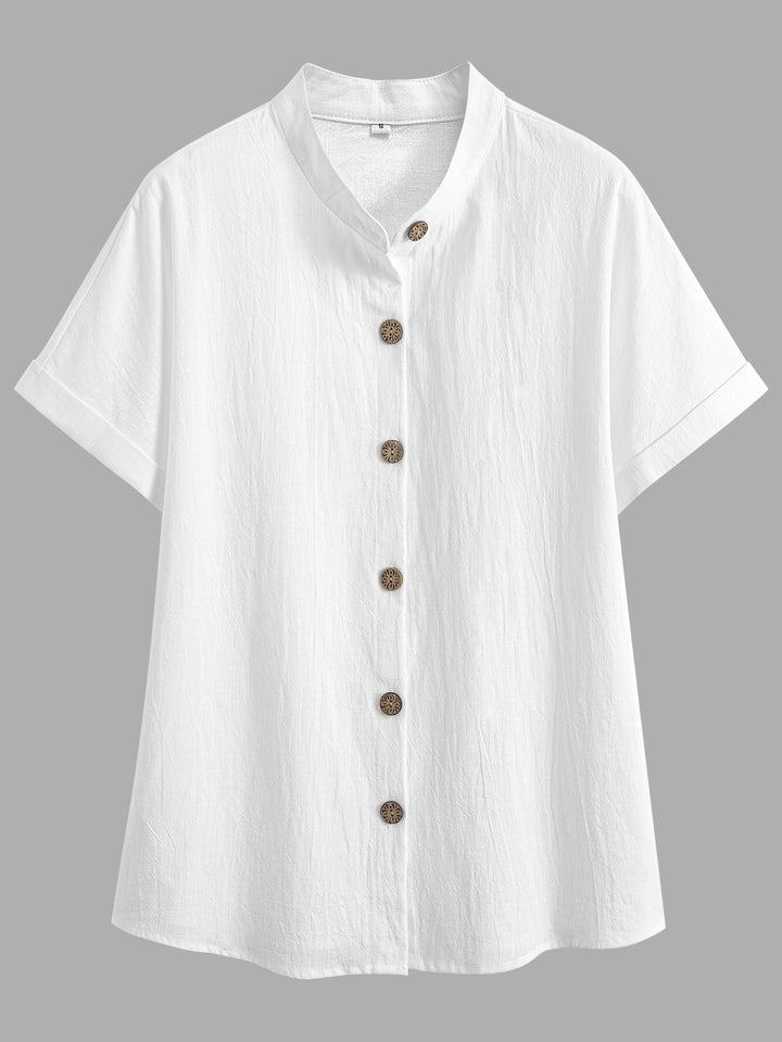 Blouse – Losse Batwing Mouwen & Knoopsluiting