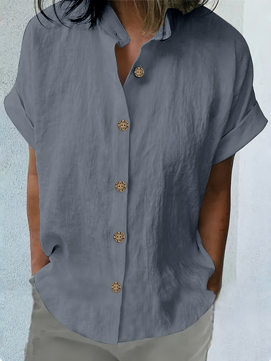 Blouse – Losse Batwing Mouwen & Knoopsluiting