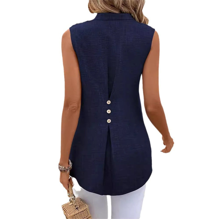 Blouse – Mouwloos Ontwerp & V-hals met Slanke Pasvorm