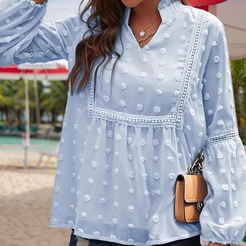 Blouse – V-Hals Met Kantopeningen & Luchtig Draagcomfort