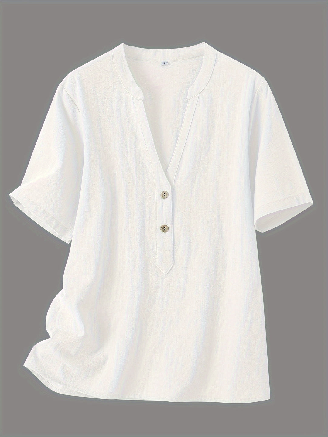 Blouse – V-hals & Losse Pasvorm met Korte Mouwen