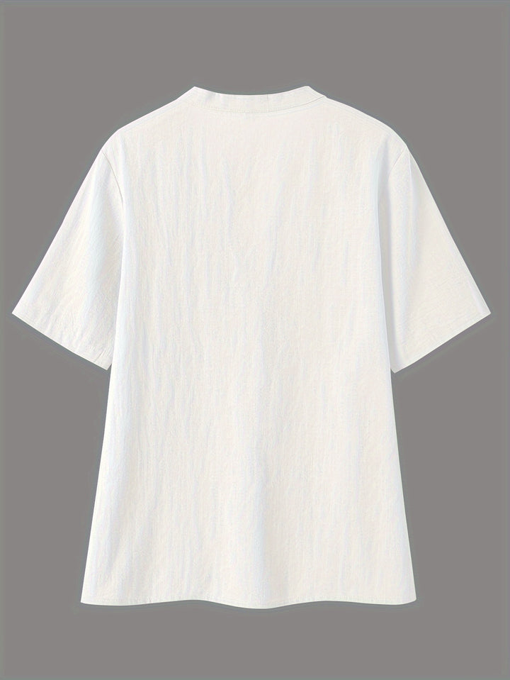 Blouse – V-hals & Losse Pasvorm met Korte Mouwen
