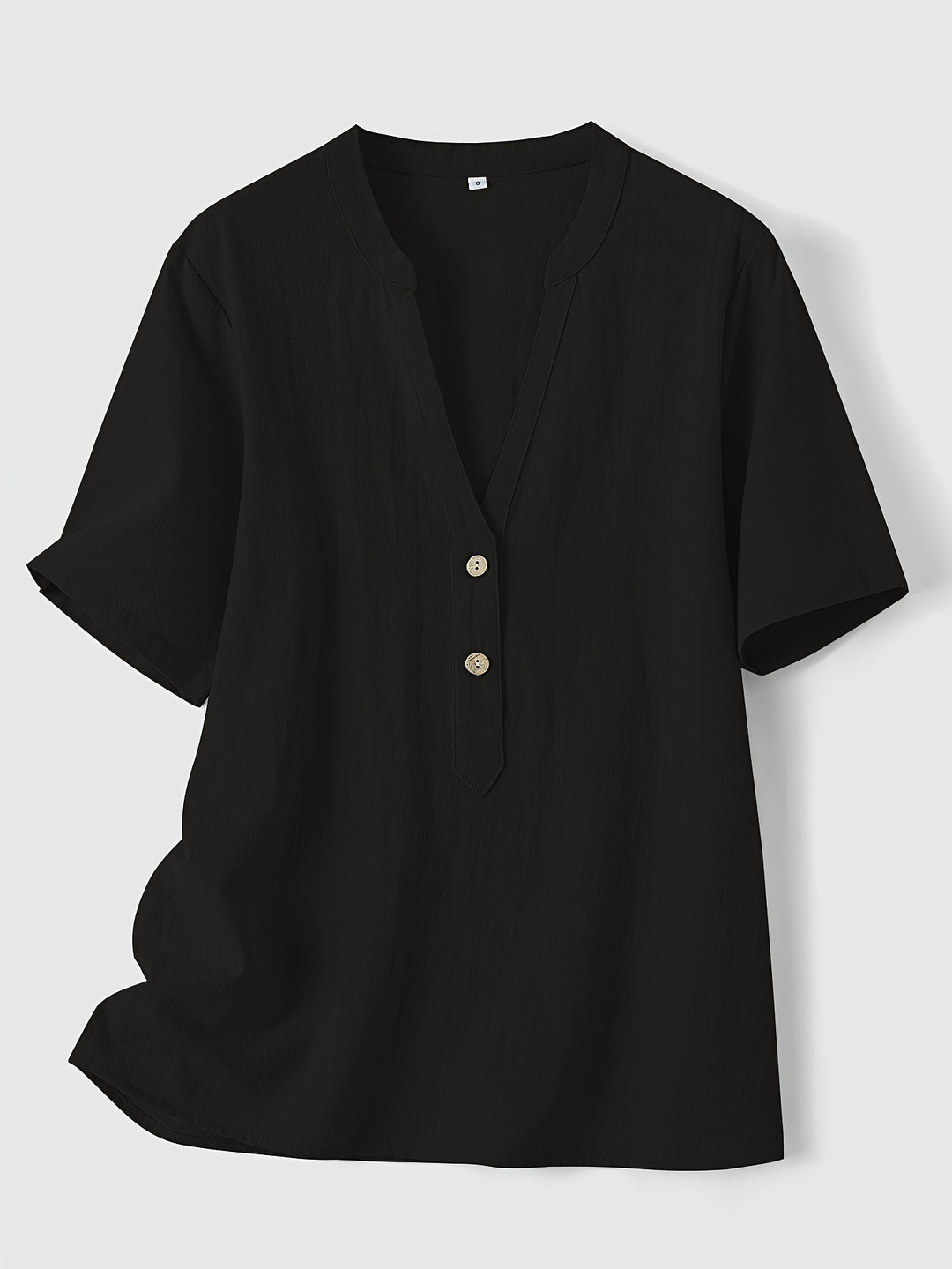 Blouse – V-hals & Losse Pasvorm met Korte Mouwen