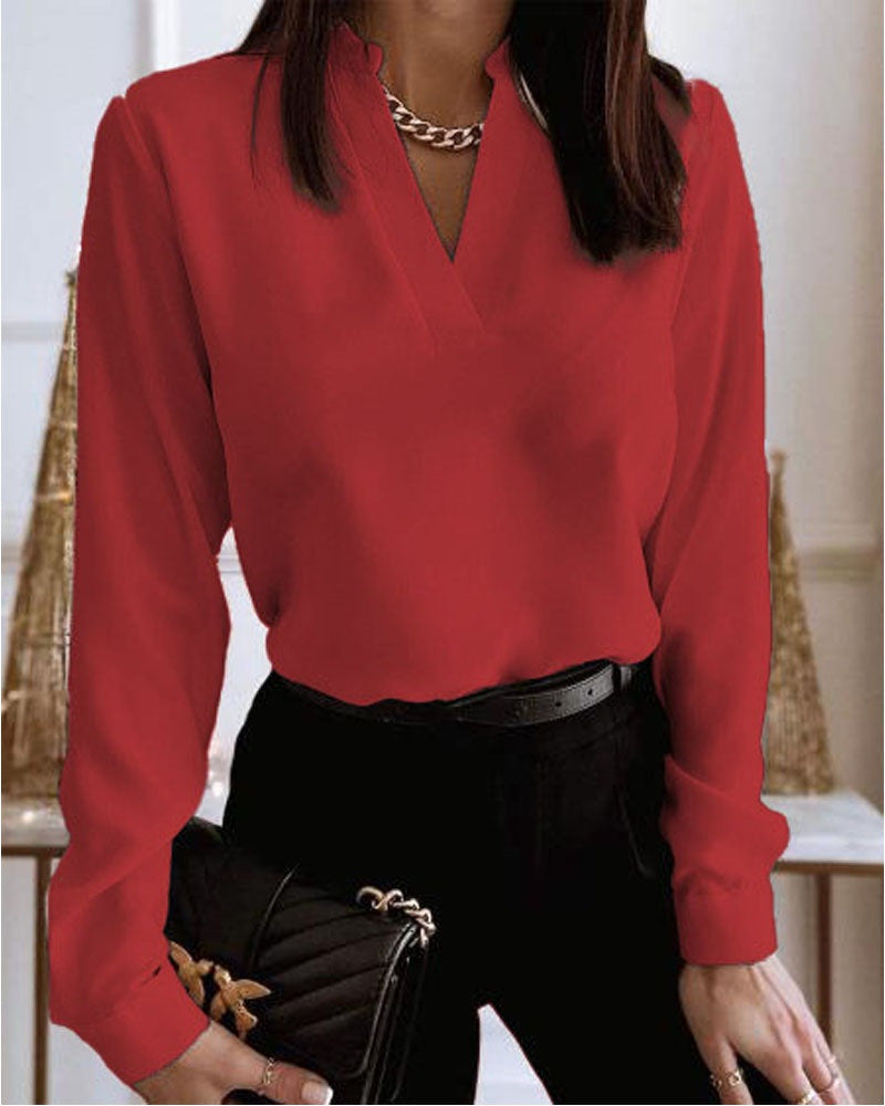 Blouse – V-hals & Ruimvallend Ontwerp