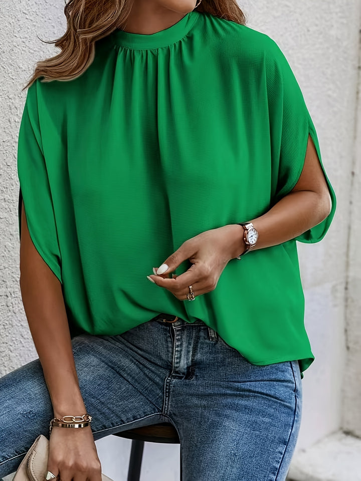Blouse – Vleermuismouwen & Ronde Hals met Strikdetail