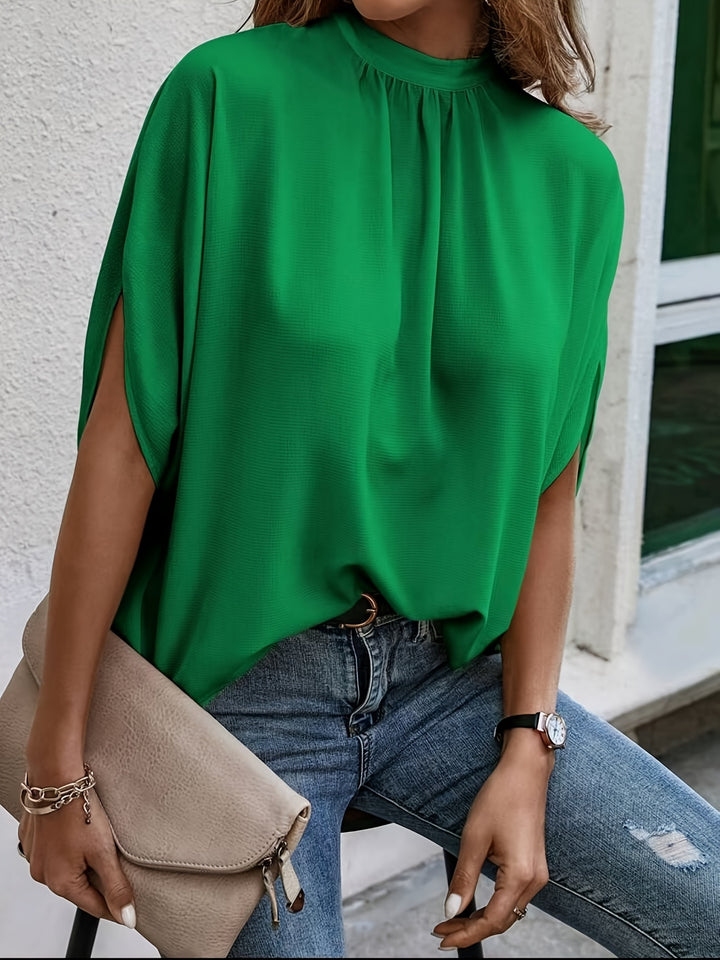 Blouse – Vleermuismouwen & Ronde Hals met Strikdetail