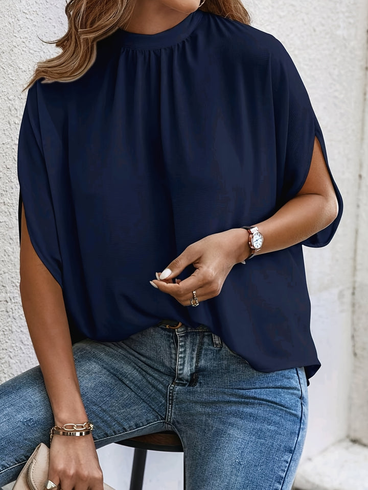 Blouse – Vleermuismouwen & Ronde Hals met Strikdetail