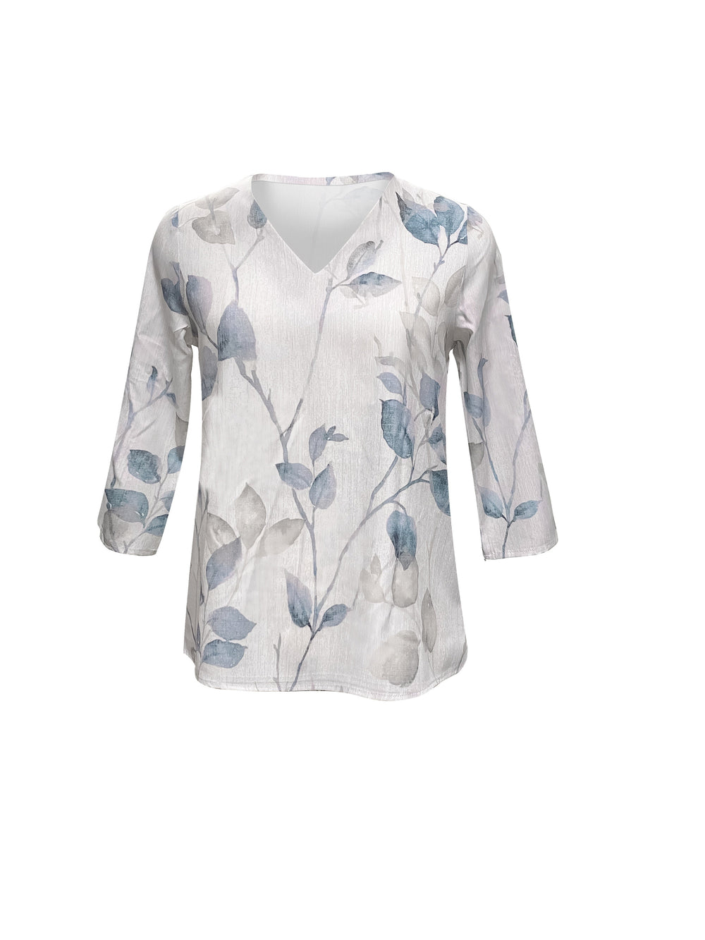 Blouse met Bladerenprint - V-Hals en 3/4 Mouwen Design