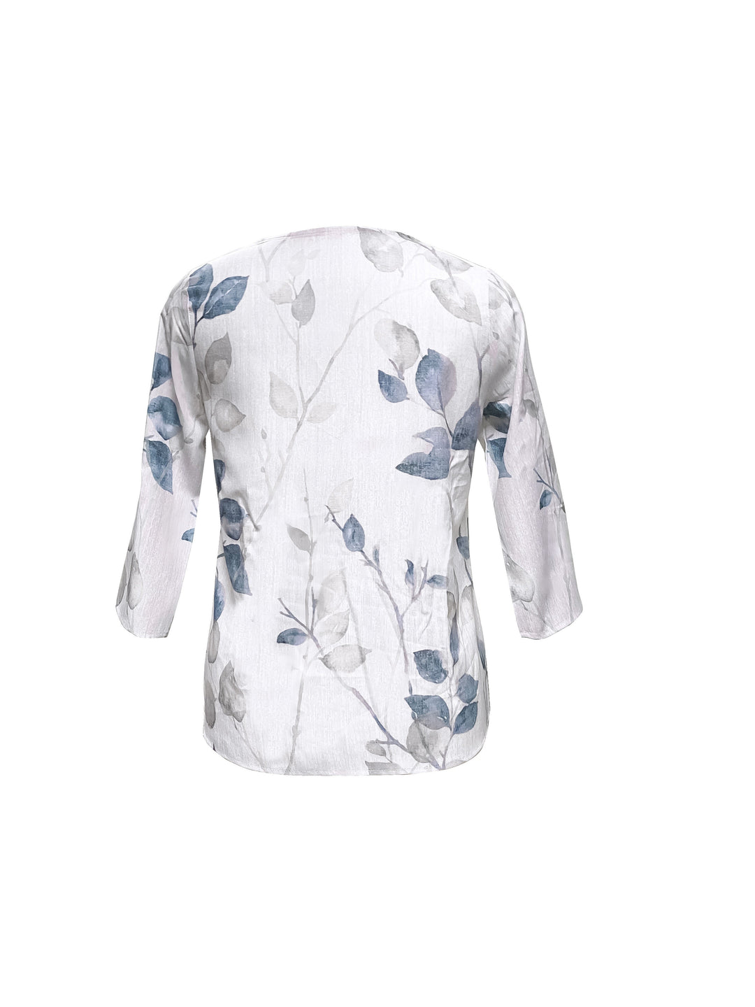 Blouse met Bladerenprint - V-Hals en 3/4 Mouwen Design