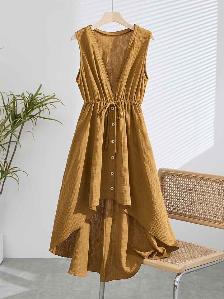 Bohemien Jurk – Mouwloos Ontwerp & Lichtgewicht Linnenmix