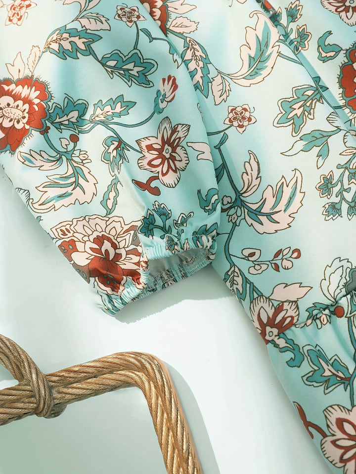 Boho Chic Jurk – V-Hals & Ruches Zoom voor Flexibele Pasvorm