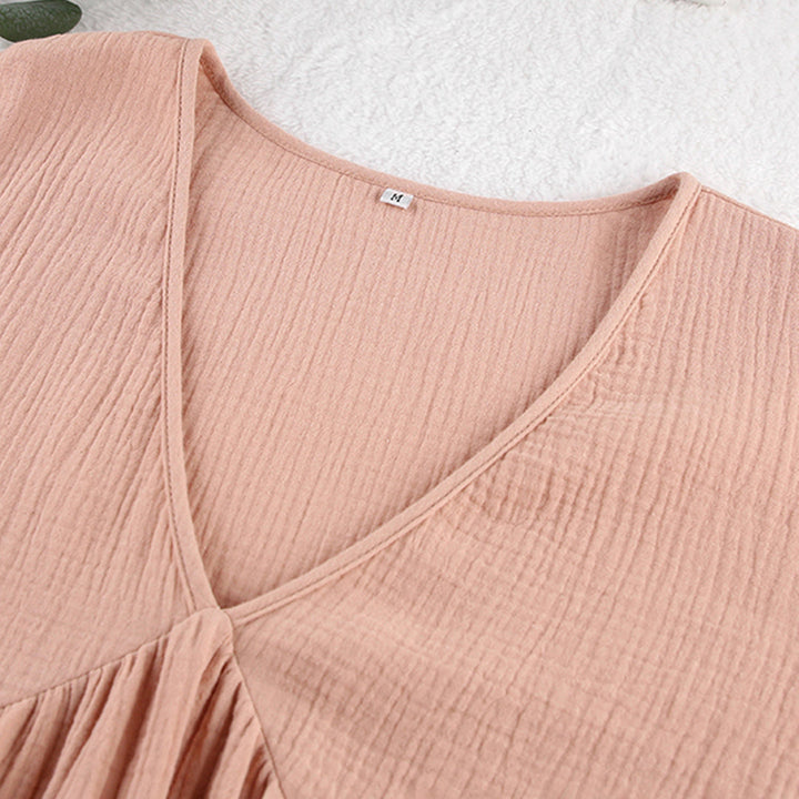 Boho Jurk - Losse Pasvorm met V-Hals & Ballonmouwen
