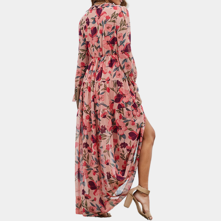 Boho Maxi-jurk - Bloemendessin & Diepe Halslijn