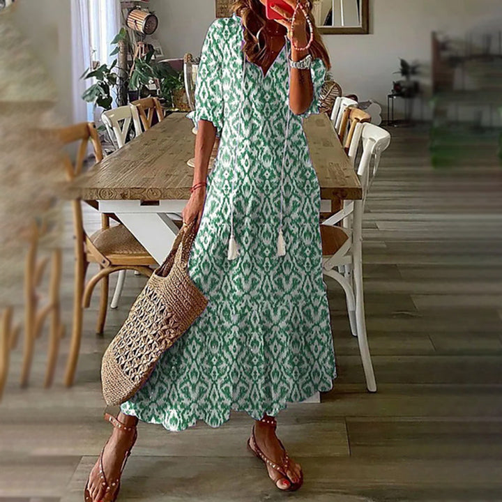 Boho Maxi-jurk - Luchtig Ontwerp met Etnische Print & Lichtgewicht Stof
