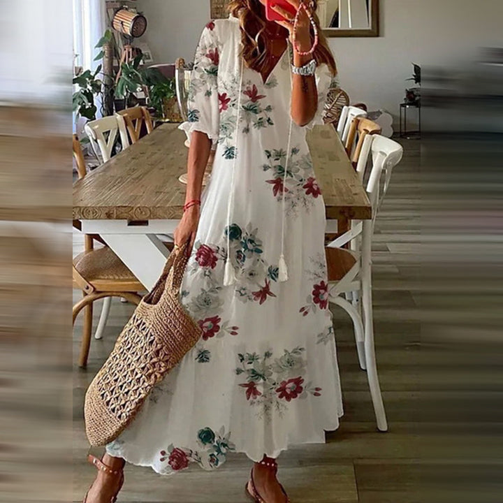 Boho Maxi-jurk - Luchtig Ontwerp met Etnische Print & Lichtgewicht Stof