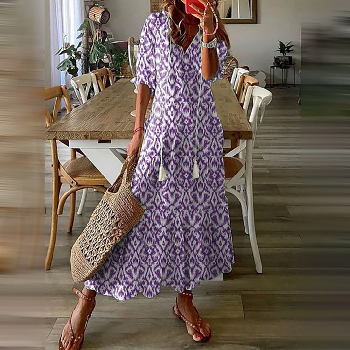 Boho Maxi-jurk - Luchtig Ontwerp met Etnische Print & Lichtgewicht Stof