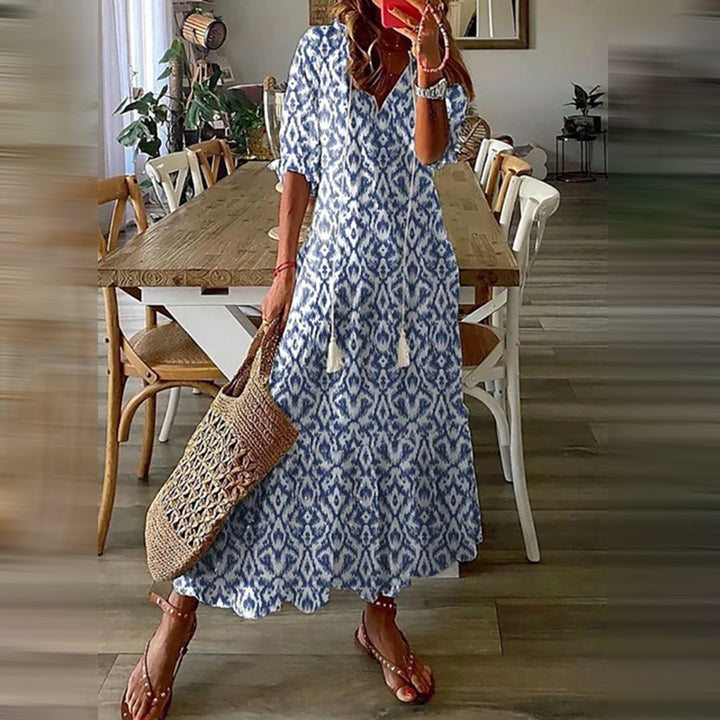 Boho Maxi-jurk - Luchtig Ontwerp met Etnische Print & Lichtgewicht Stof