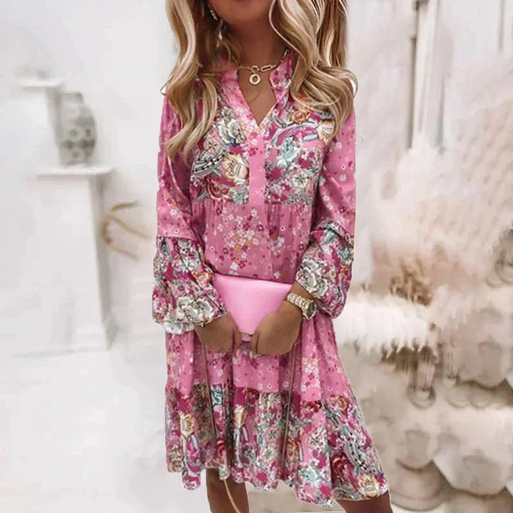 Boho Mini Jurkje - Bloemenpatroon & Knopsluiting