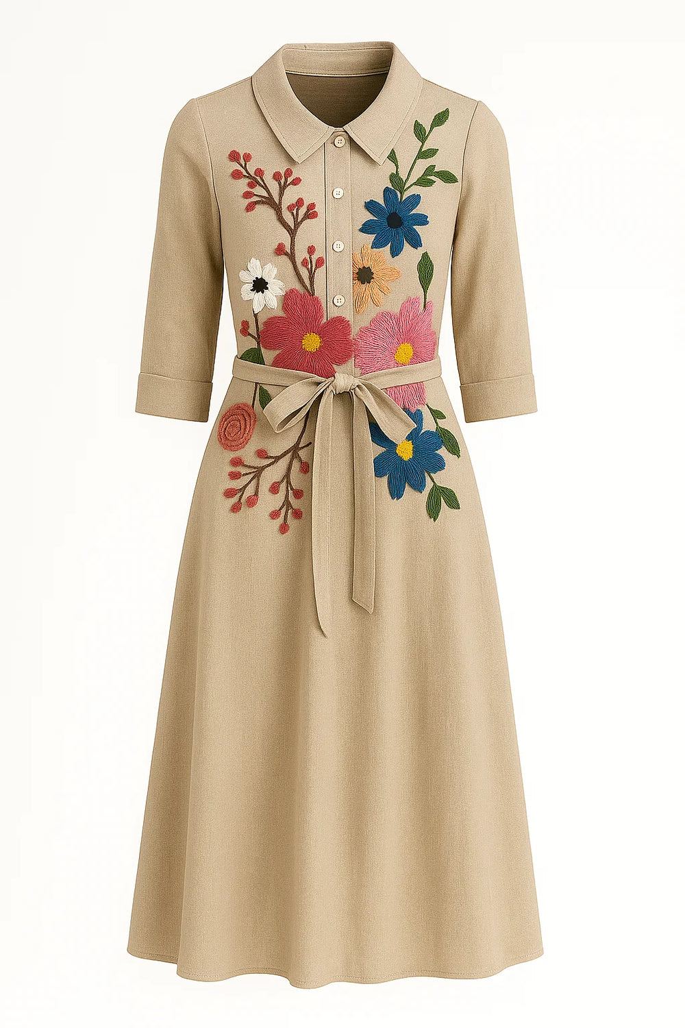 Brianna - Vintage jurk met zakken in botanisch kant
