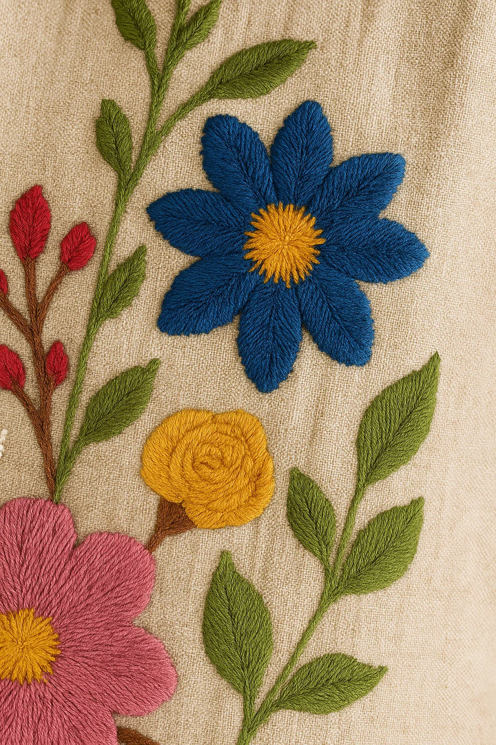 Brianna - Vintage jurk met zakken in botanisch kant