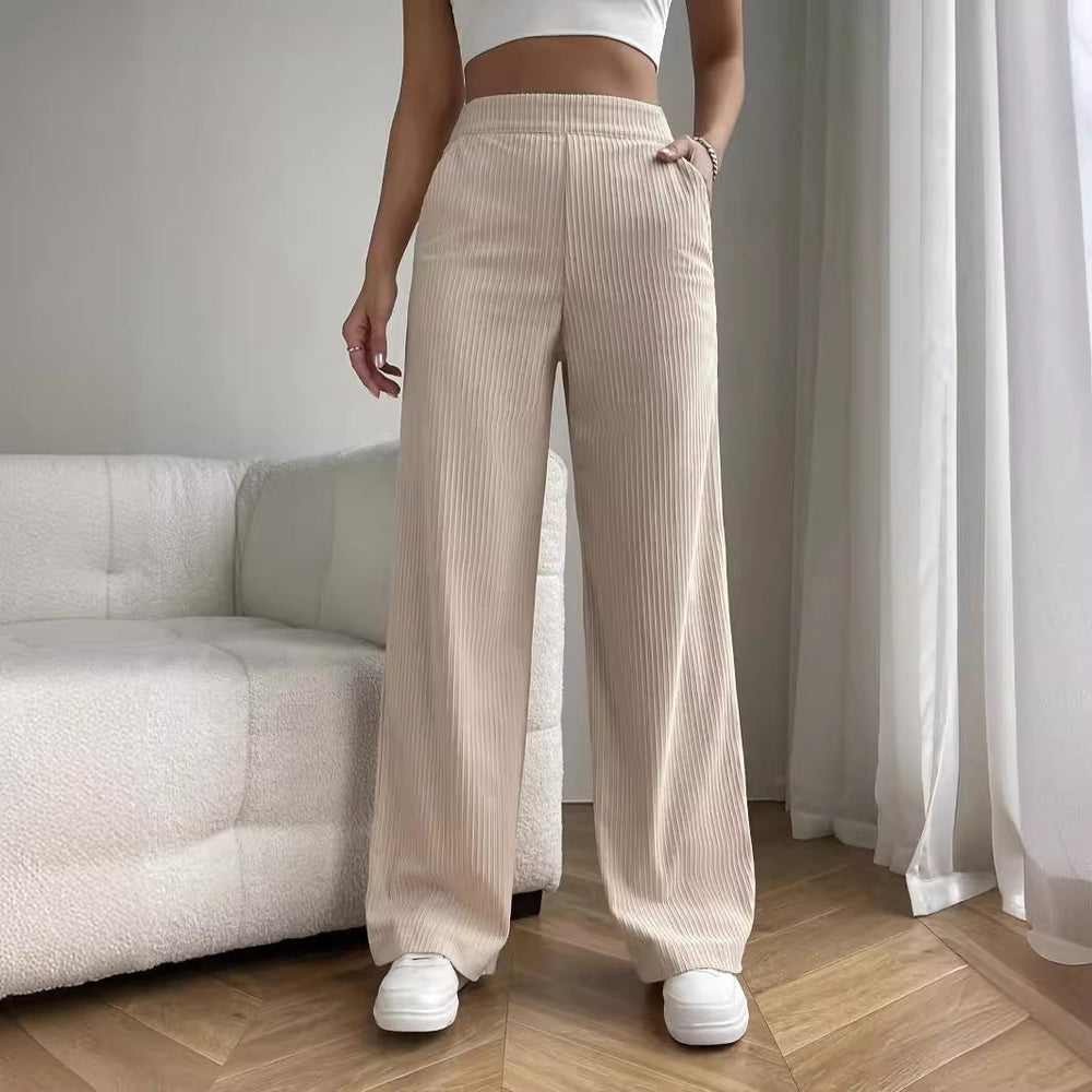 Broek - Hoge Taille en Rechte Wijde Pijpen Ontwerp