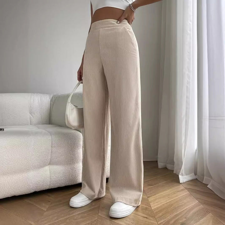 Broek - Hoge Taille en Rechte Wijde Pijpen Ontwerp