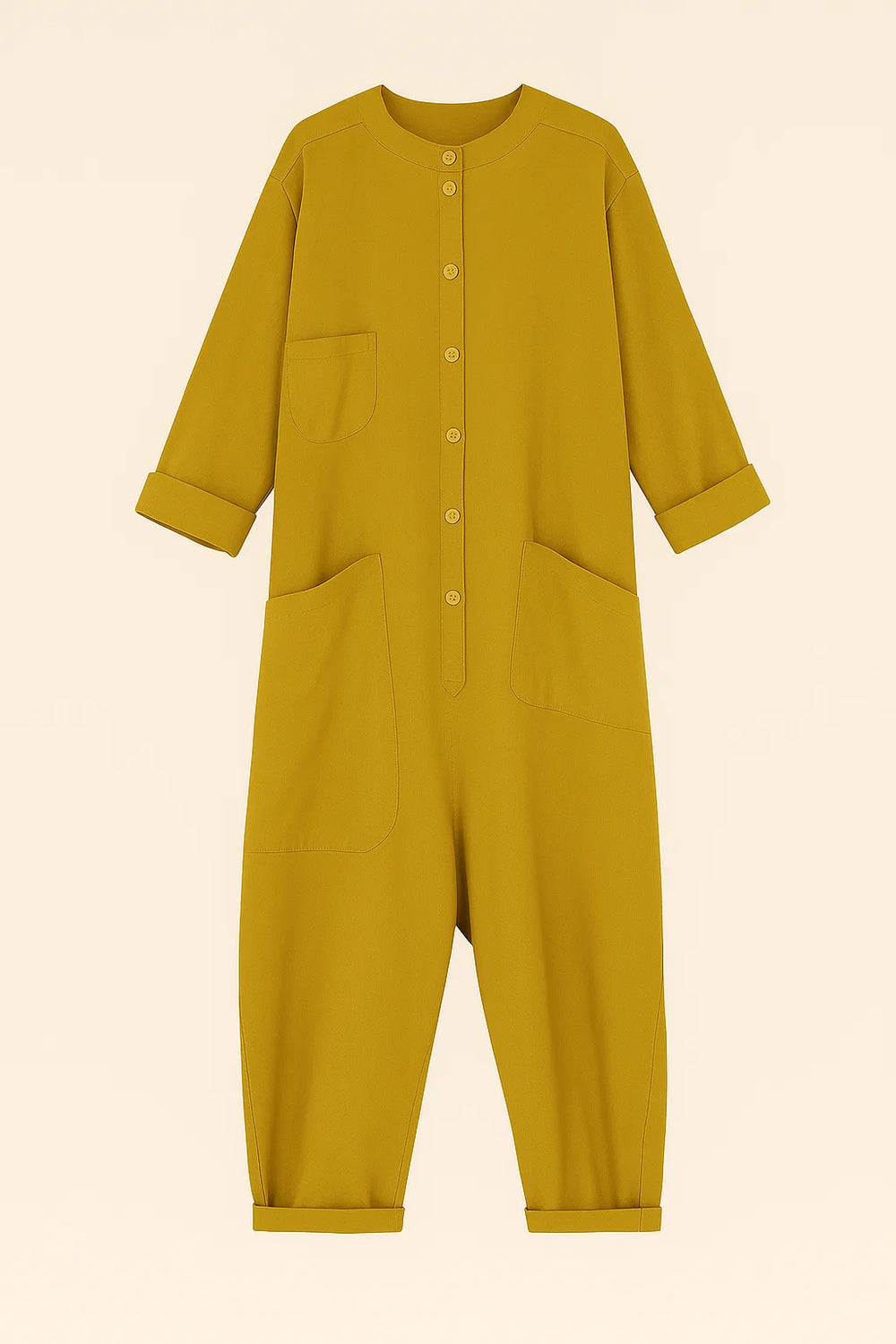 Cara - Casual jumpsuit met effen knopen en zakken