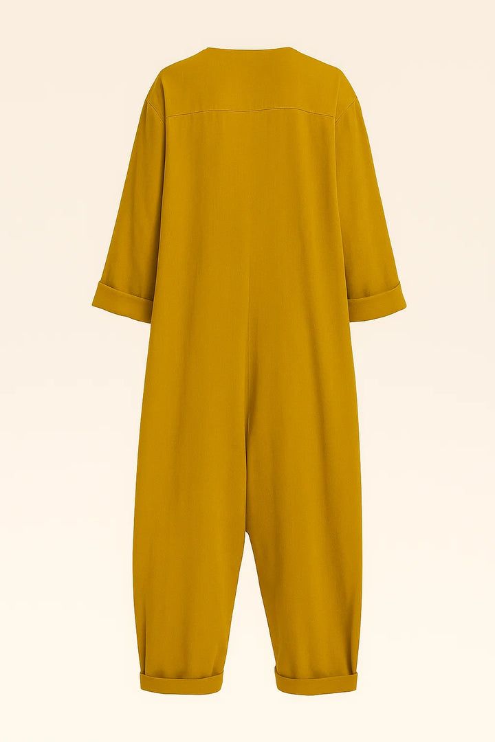 Cara - Casual jumpsuit met effen knopen en zakken