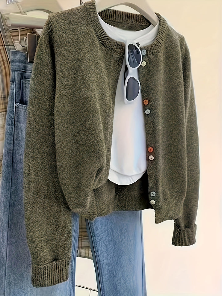 Cardigan – Gebreide Structuur & Lange Mouwen