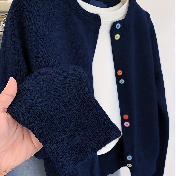 Cardigan – Gebreide Structuur & Lange Mouwen