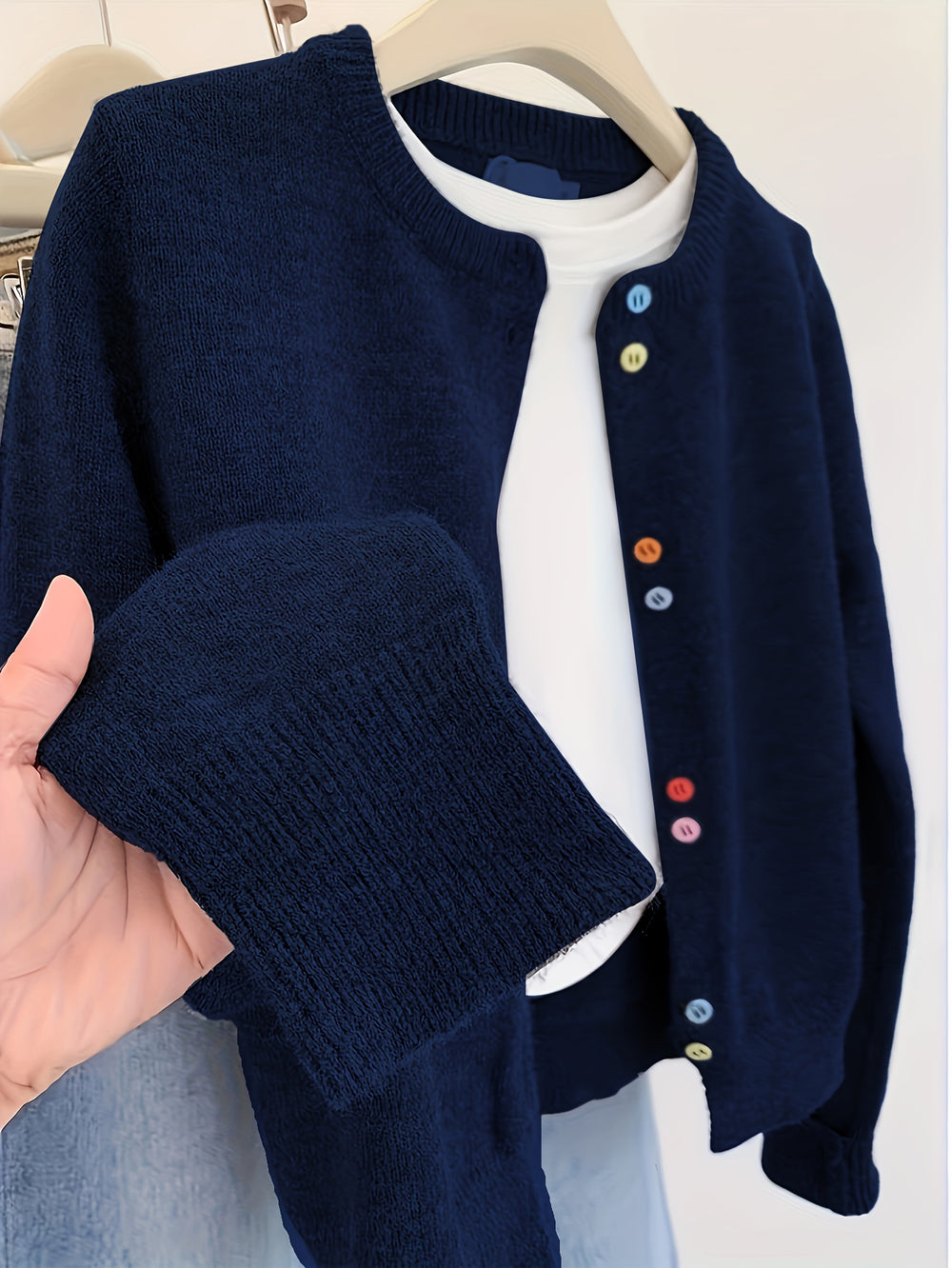 Cardigan – Gebreide Structuur & Lange Mouwen