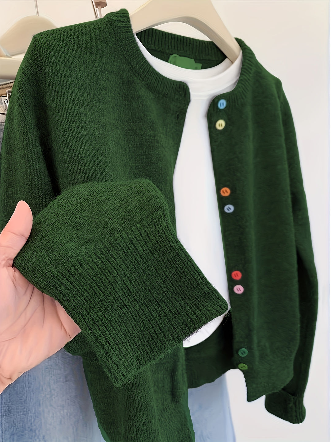 Cardigan – Gebreide Structuur & Lange Mouwen