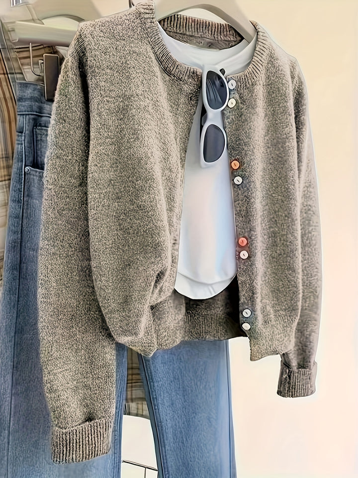 Cardigan – Gebreide Structuur & Lange Mouwen