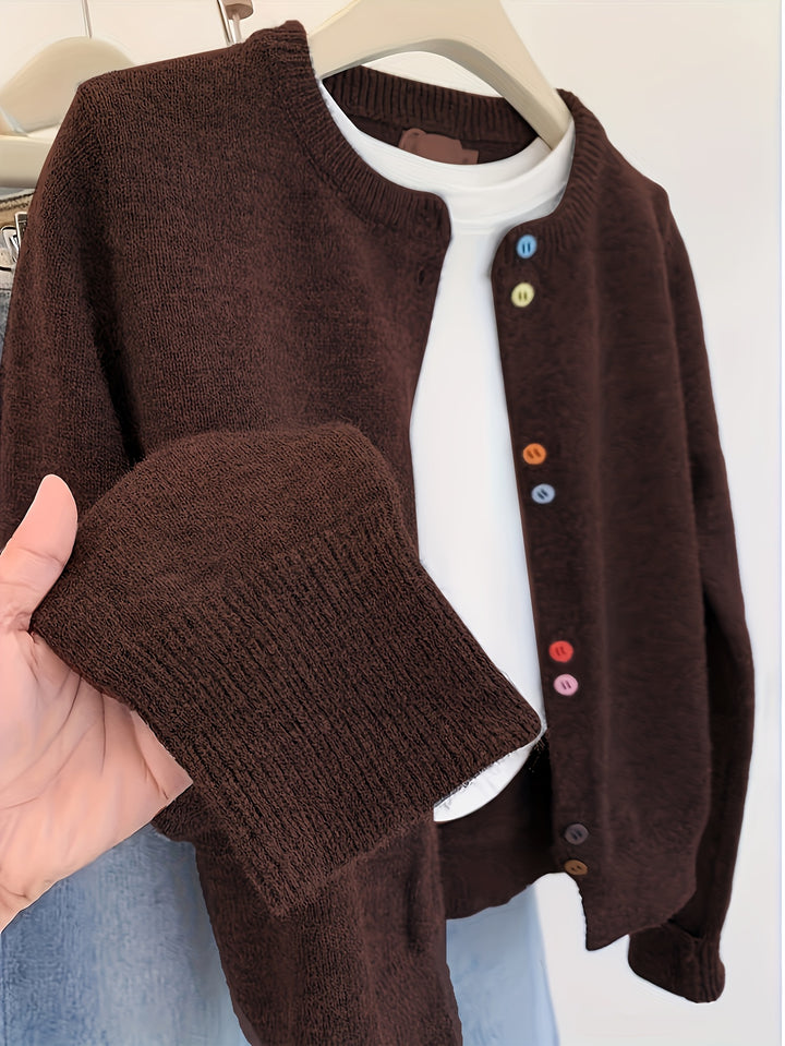 Cardigan – Gebreide Structuur & Lange Mouwen